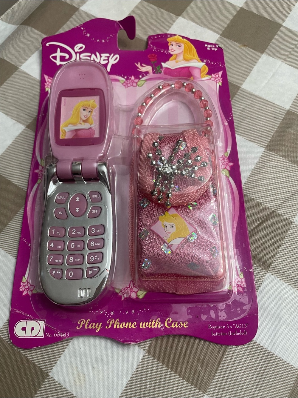 Disney Pink Princess Flip Play Phone with Beaded Matching Case